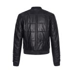 Black Men's Leather jacket with square design