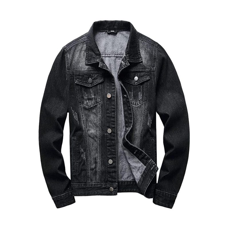 Acid Wash Ash Black Attractive Jeans Men's Jacket