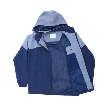 Two shade Blue Color Windbreaker With Hoodie