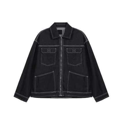 Stylish Big Pocket Black Jeans Jacket