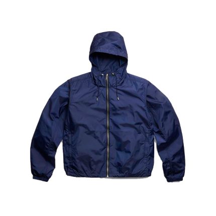 Dark Blue Windbreaker With Hoodie
