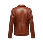 Ladies Motorbike Style Brown Leather Jacket